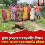 গ্রামের প্রধান রাস্তা সংস্কারের দাবিতে বিক্ষোভ দেখালেন বামনগোলা ব্লকের গুয়াবাড়ির বাসিন্দারা